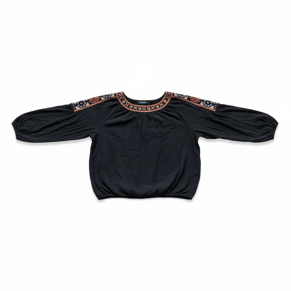 Free People Boho Flowy Embroidered Navy Blue‎ Women's Top - Picture 4 of 7